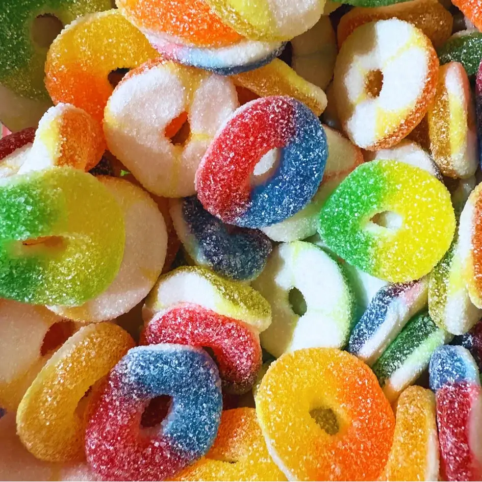 Anneaux Assortis Acides FINI Vrac - L'univers du bonbon