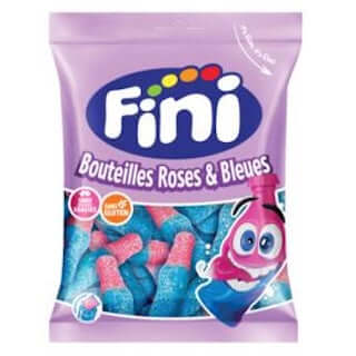 Bouteille bleue et rose acide 90 gr FINI - L'univers du bonbon